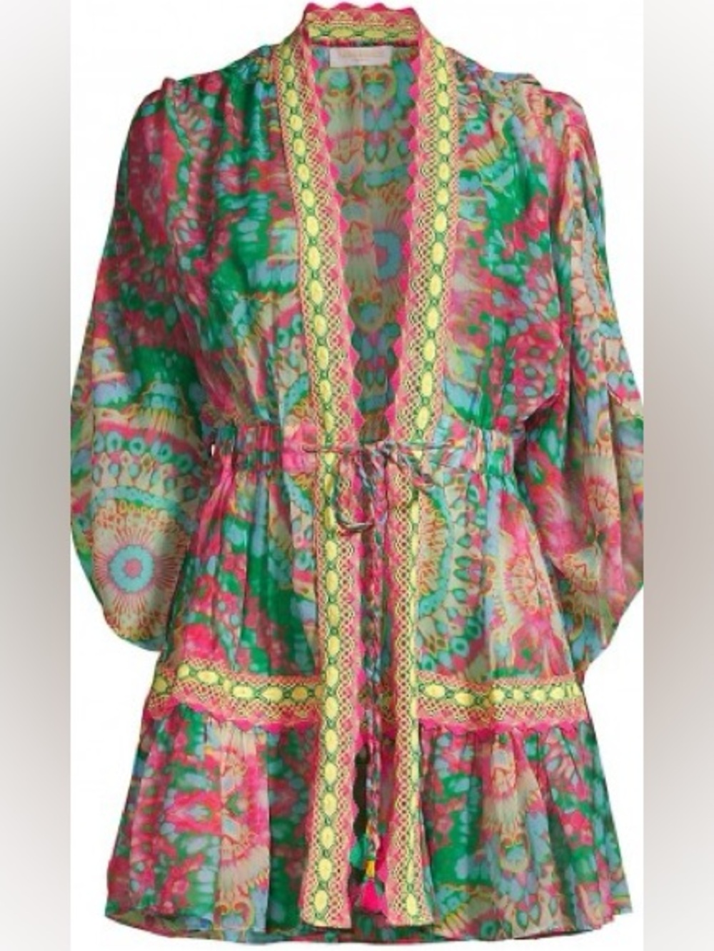 Ramy Brook Sylvie Printed Caftan Cover Up Tassel M